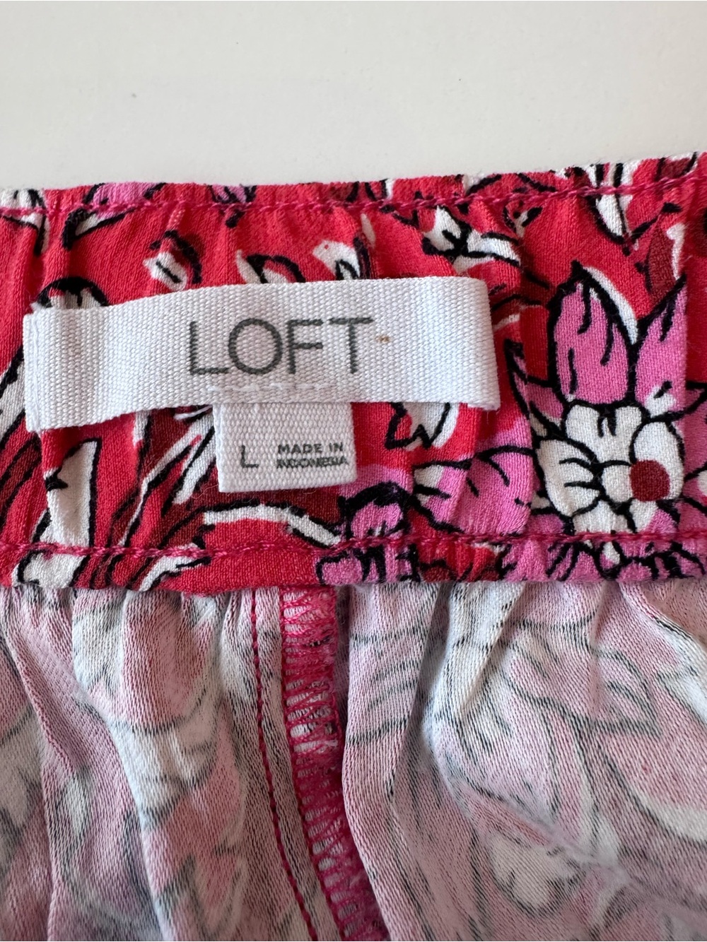 LOFT Pink Floral Wide Leg Pants, Large - Picture 2 of 7